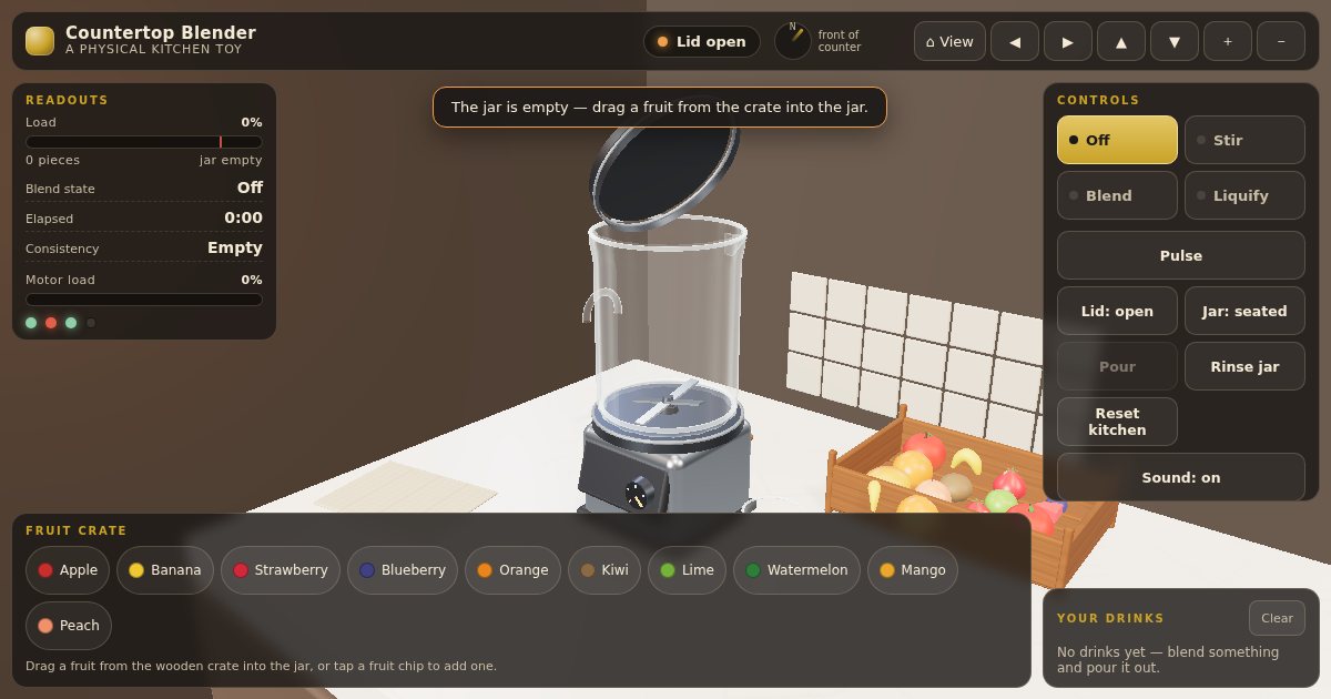 Screenshot of the 3D Fruit Blender Effect demo