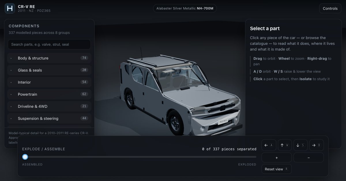 Screenshot of the Honda Car Anatomy demo