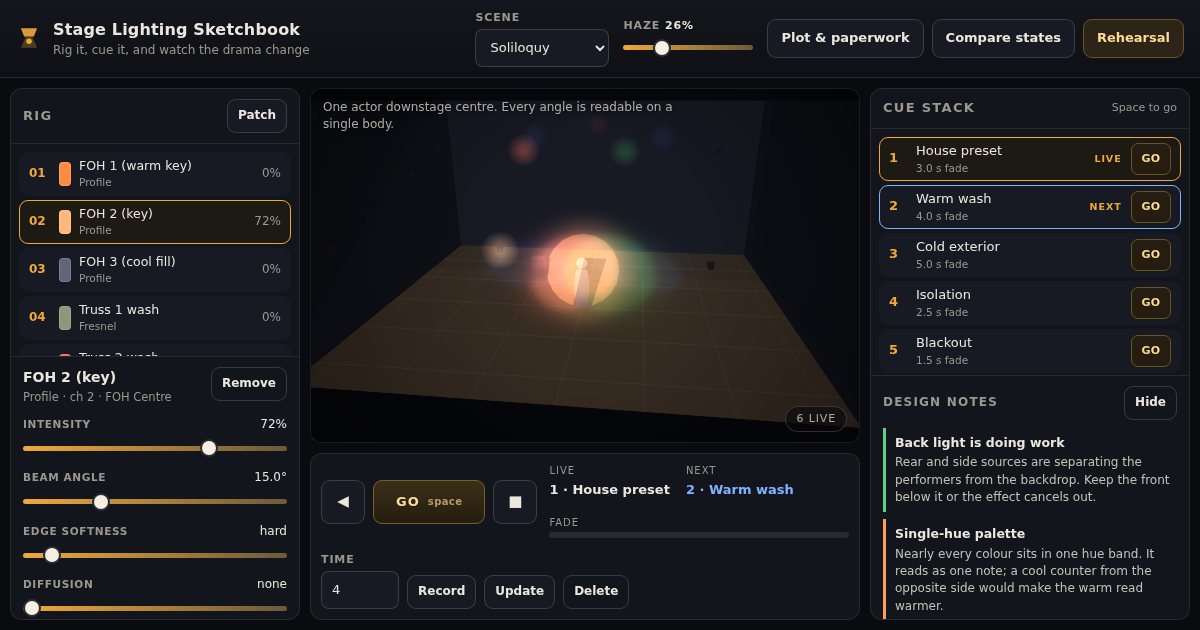 Screenshot of the Stage Lighting Designer demo