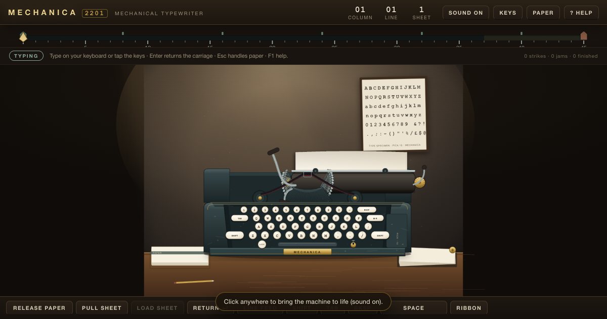 Screenshot of the Typewriter demo